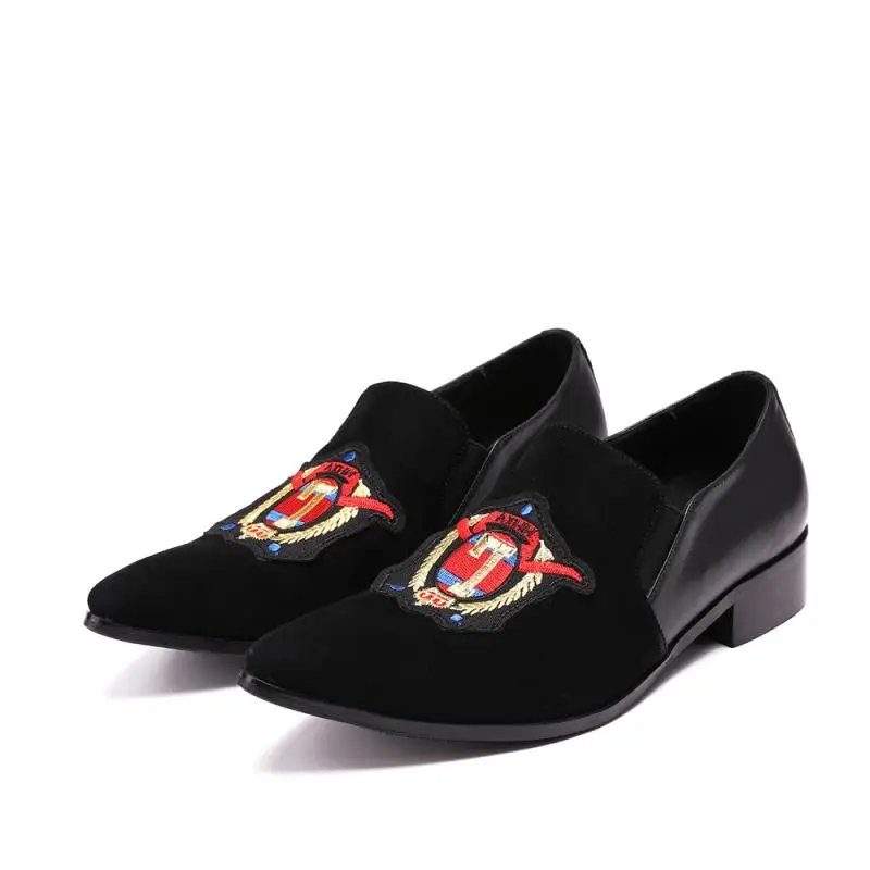 Tamaño Hombres Más Bordado Eunice Suede Moda Punta Picture Negro As Vestido Choo Cuero Ocio Zapatos Mocasines En De qZRXq