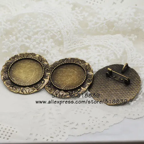 

Antique Bronze Metal Zinc Alloy Trendy Cameo Brooch Round Cabochon Pendant Settings 10pcs 25mm 7553