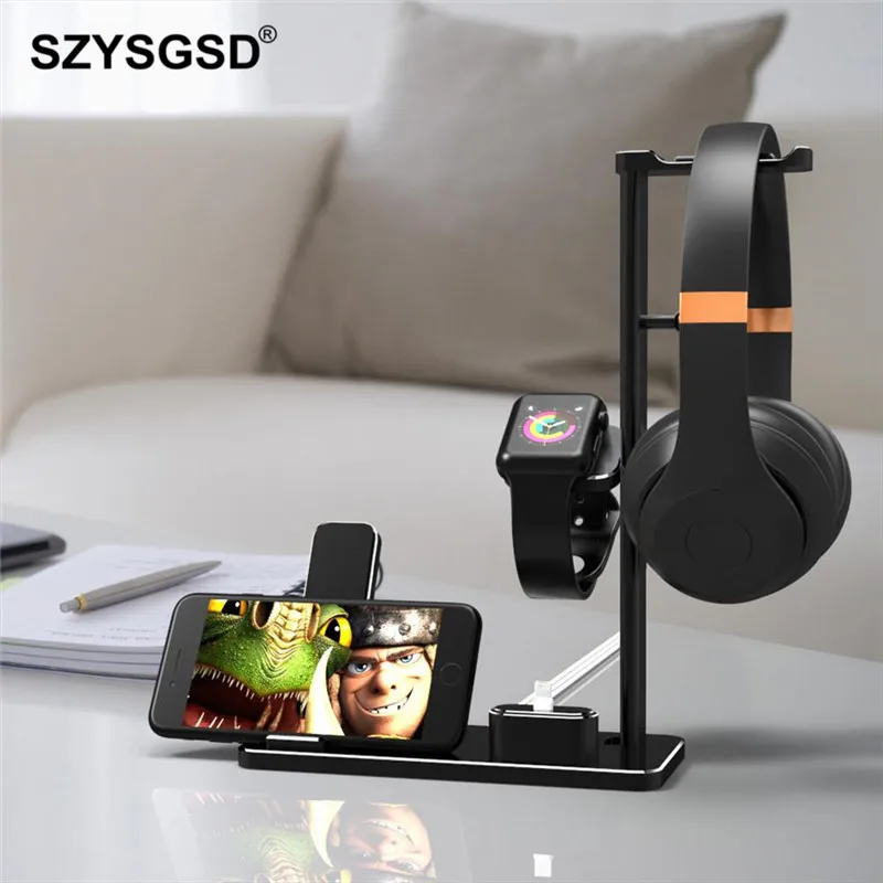 Aluminium Headphone Stand Holder Charging Dock Charger Station Base For
