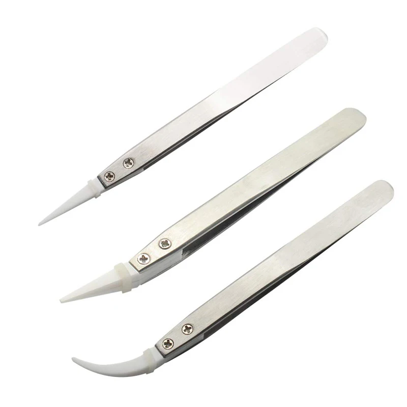 

Non Conductive Ceramic Tweezers IC SMD SMT Tweezers Heat Resistant 1000 Degree Hand Tools