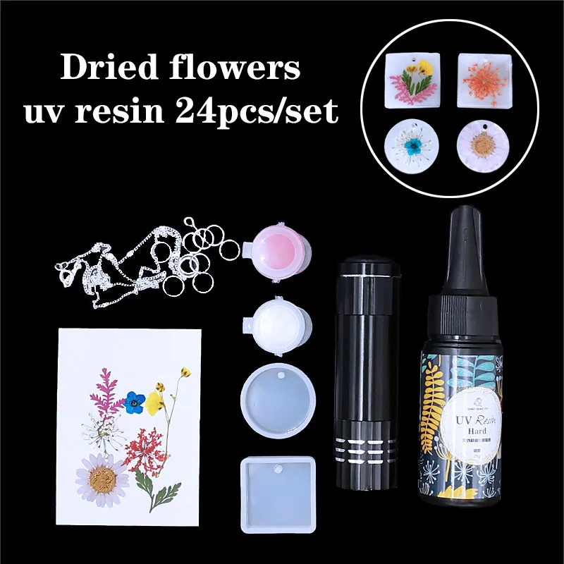 

24Pcs/Set QiaoQi DIY UV Resin Casting Mold Kit Pendant Silicone Mould Making epoxy resin molds for Jewelry DIY pearls and jewels