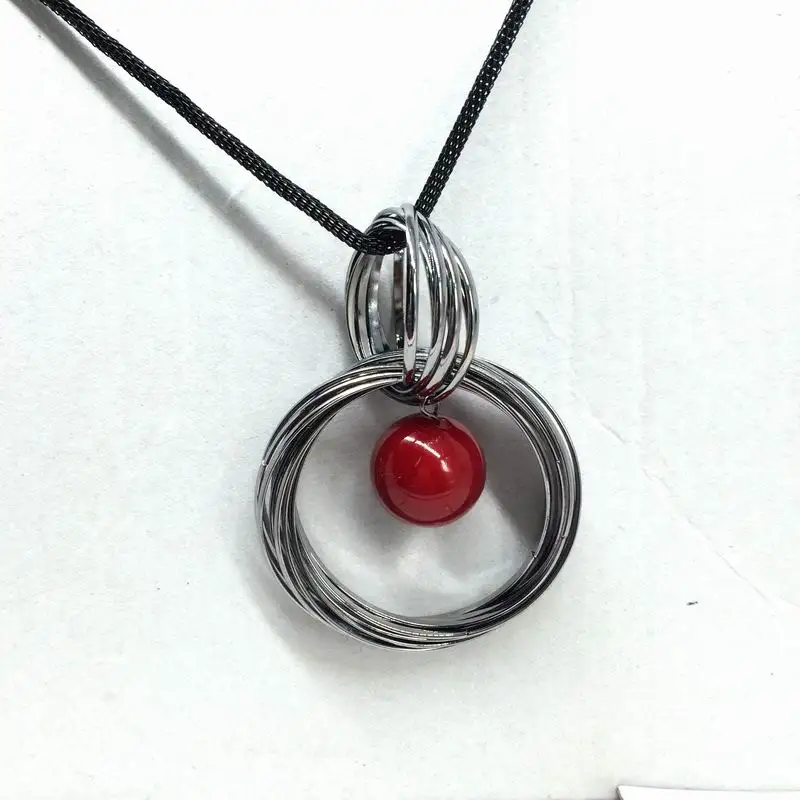 Geometric Big Circles Pendant Long Necklace Women Trendy Sweater