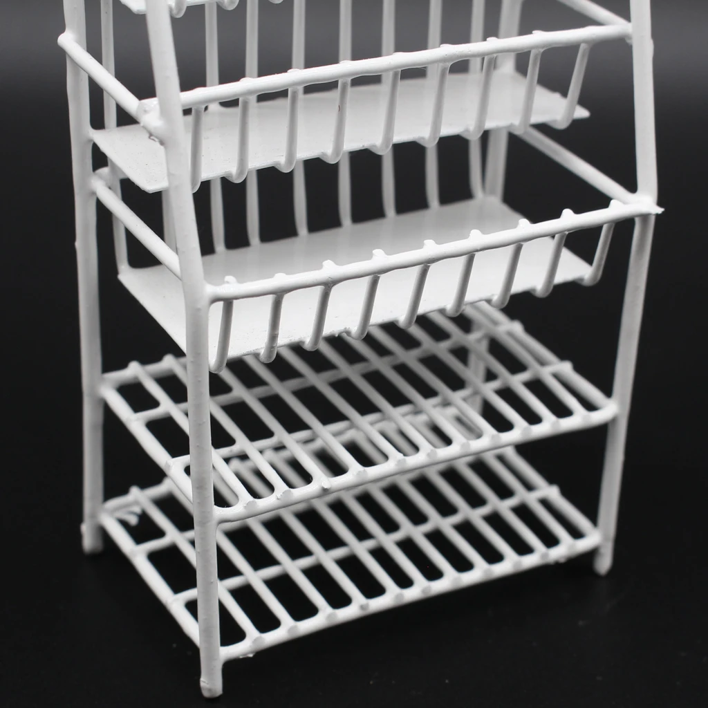 White 1/12 Dollhouse Miniature Metal Magazine Rack Bookshelf Shoe Rack Furniture Room Life Scenes Decor