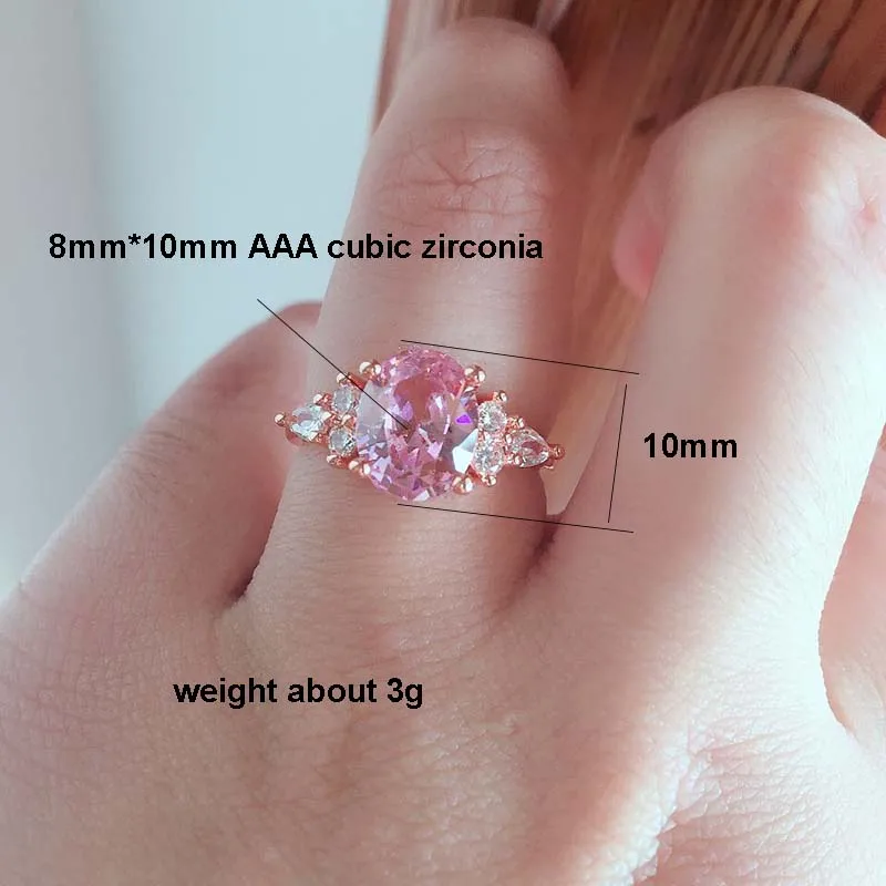 Розовый кристалл кубическое женское циркониевое кольцо Принцесса обручальное кольцо розовое золото серебро Цвет Женское Обручальное кольцо на палец вечерние DDR194