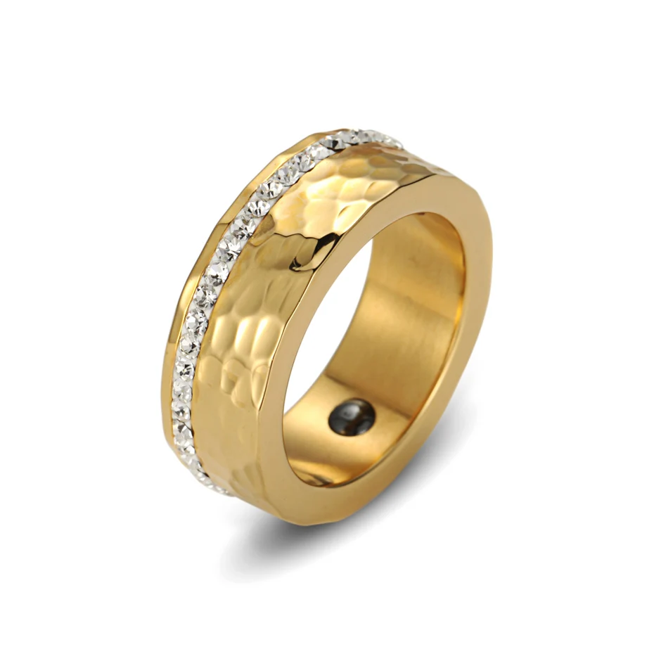RainSo женское кольцо гематит кольцо здоровья полный стразы элегантный нержавеющая сталь Био энергия Магнит ювелирные изделия размер США мужские кольца - Цвет основного камня: gold