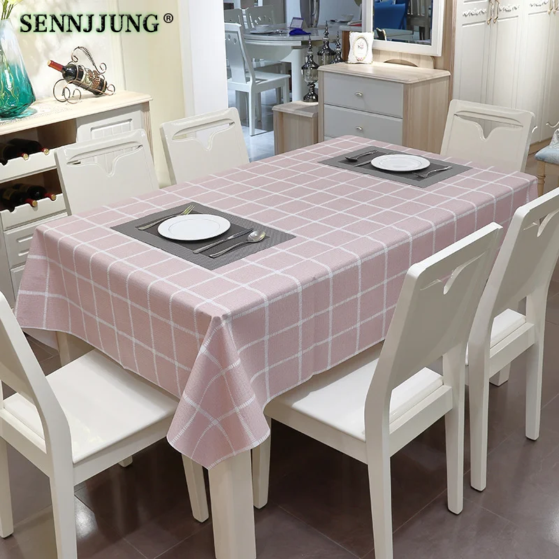 Plaid Waterproof Wipe Clean PVC Vinyl Table cloth Oilproof Dining Kitchen Table Cover Square Oil Cloth household Tablecloths