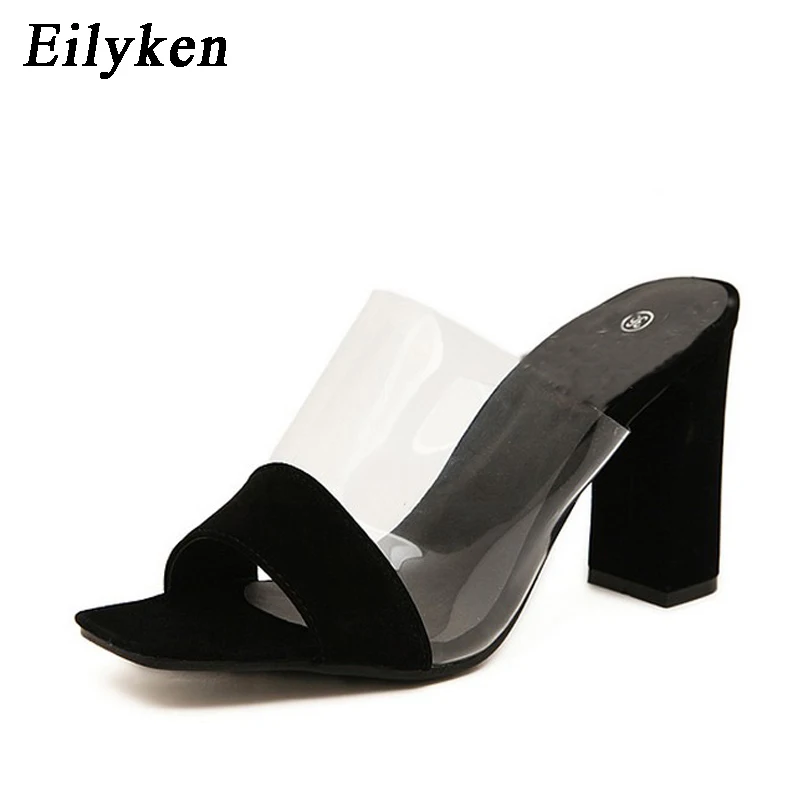 Eilyken летние модные женские босоножки с закрытым носком в римском стиле; женские туфли с открытым Повседневное с квадратным каблуком женские сандалии на толстой подошве; цвет белый, черный; большой размер 40 - Цвет: BLACK