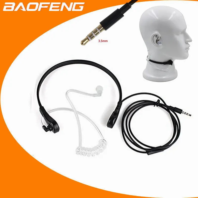 3.5mm Throat Mic Headphones Covert Acoustic Tube Throat Earpiece