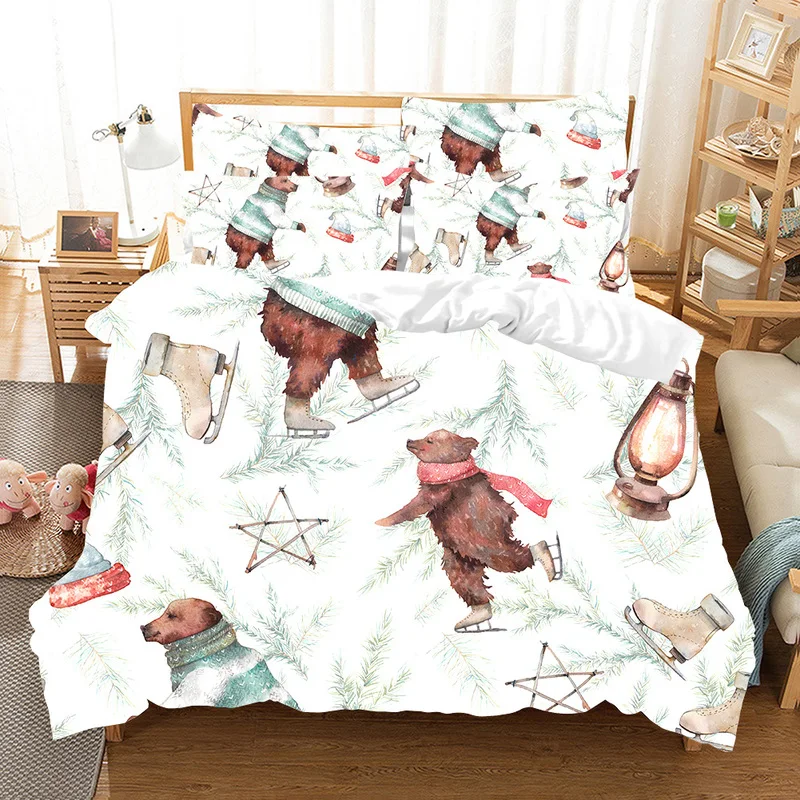 

Fanaijia 3d Cartoon Bear kids Duvet Cover Set animal luxury Bedding Set twin size bed set