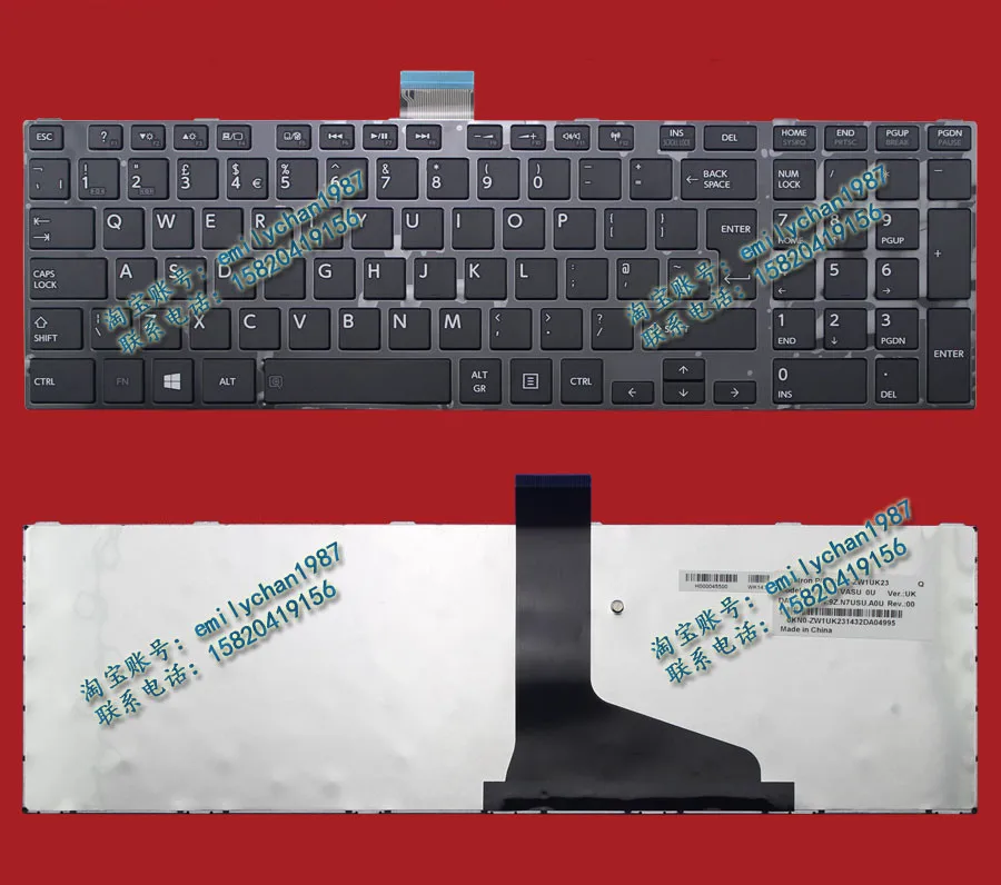 

New original For TOSHIBA L950 L950D L955 L955D Laptop keyboard UK standard Fully Tested