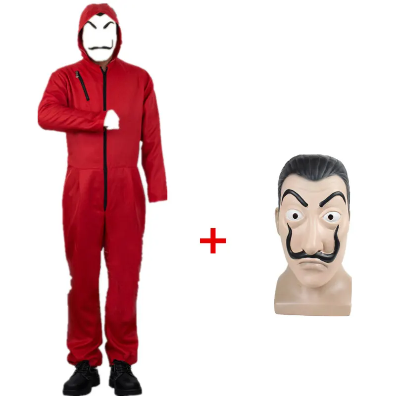 

2pcs Salvador Dali Cosplay Movie Mask Money Heist The House of Paper La Casa De Papel Cosplay Costume + Face Mask for kids adult