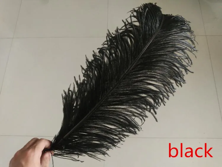 Высокое качество страусиные перья 10 шт./24-26 дюймов(60-65 см) DIY свадебный натуральный Декор костюм для вечеринки дизайн перо - Цвет: black