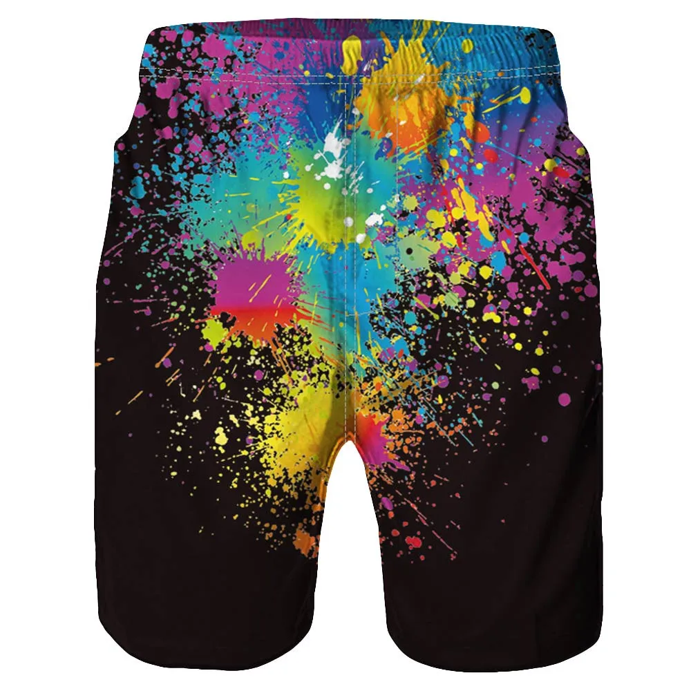 CHAMSGEND, мужские цветные модные пляжные шорты с карманами и граффити, быстросохнущие свободные спортивные штаны для фитнеса, баскетбола, серфинга, плавки