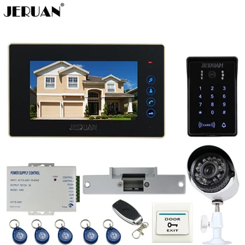 

JERUAN 7`` Video Door Phone intercom System kit waterproof touch Password keyboard Access Camera + 700TVL Analog Camera In stock