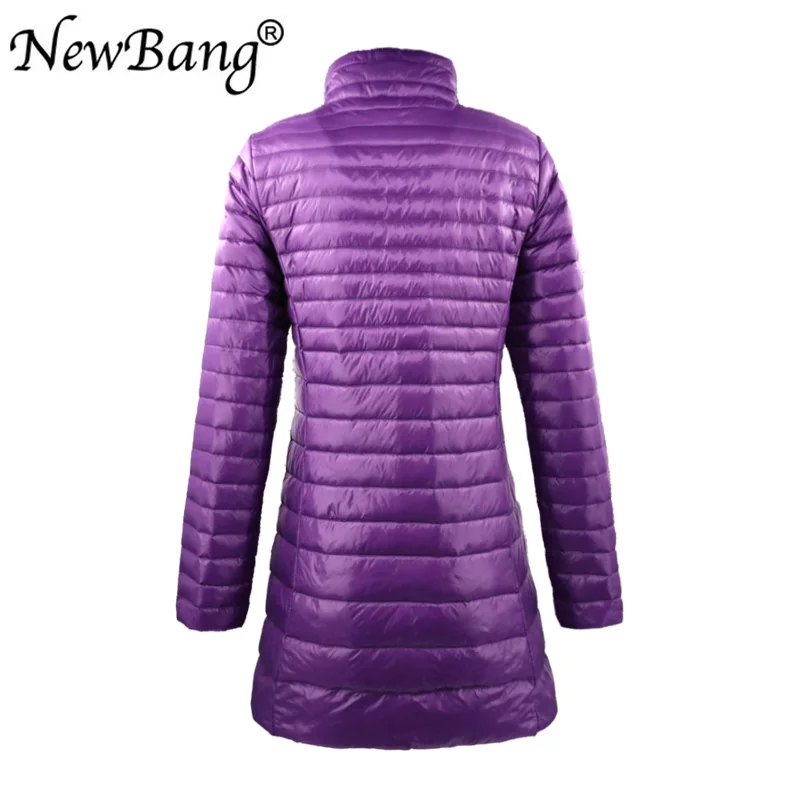 NewBang Plus 6XL 7XL женский ультра легкий пуховик с сумкой для переноски осеннее ветрозащитное теплое длинное пуховое пальто