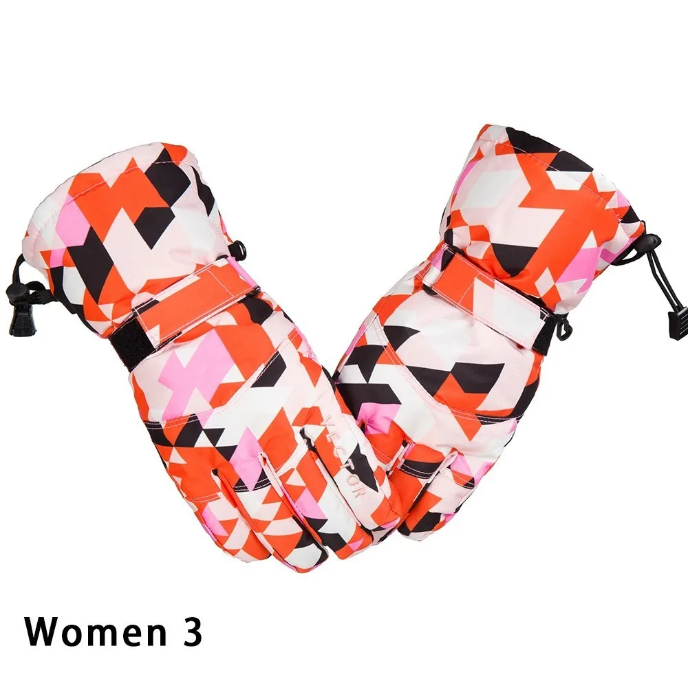 Векторные лыжные перчатки для мужчин и женщин, теплые ветрозащитные водонепроницаемые перчатки с сенсорным экраном, Зимние перчатки для катания на снегоходах, перчатки для сноуборда - Цвет: Women  3