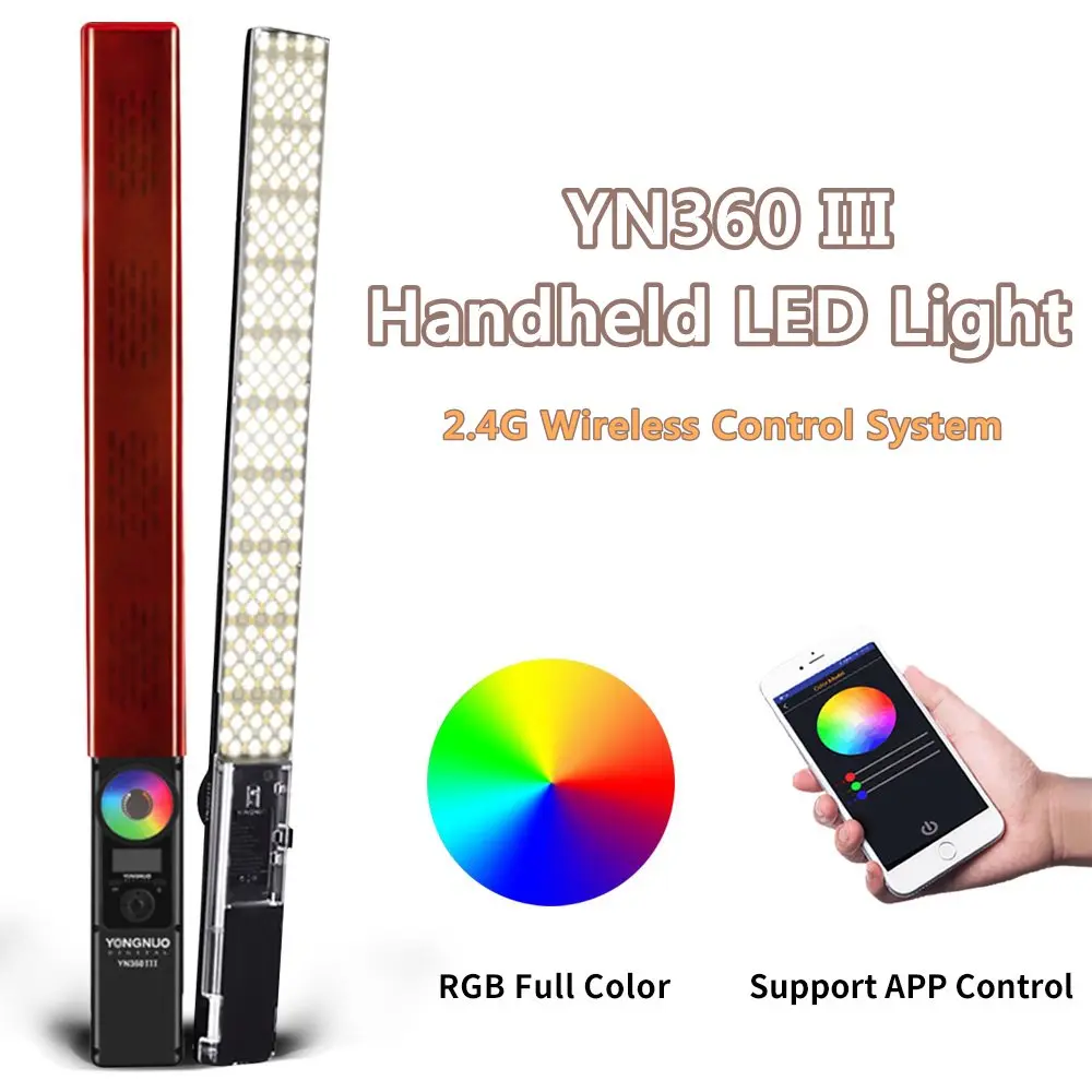  YONGNUO YN360 III YN360III Handheld LED Video Light Touch Adjusting Bi-colo 3200k to 5500k RGB Colo - 33045165903