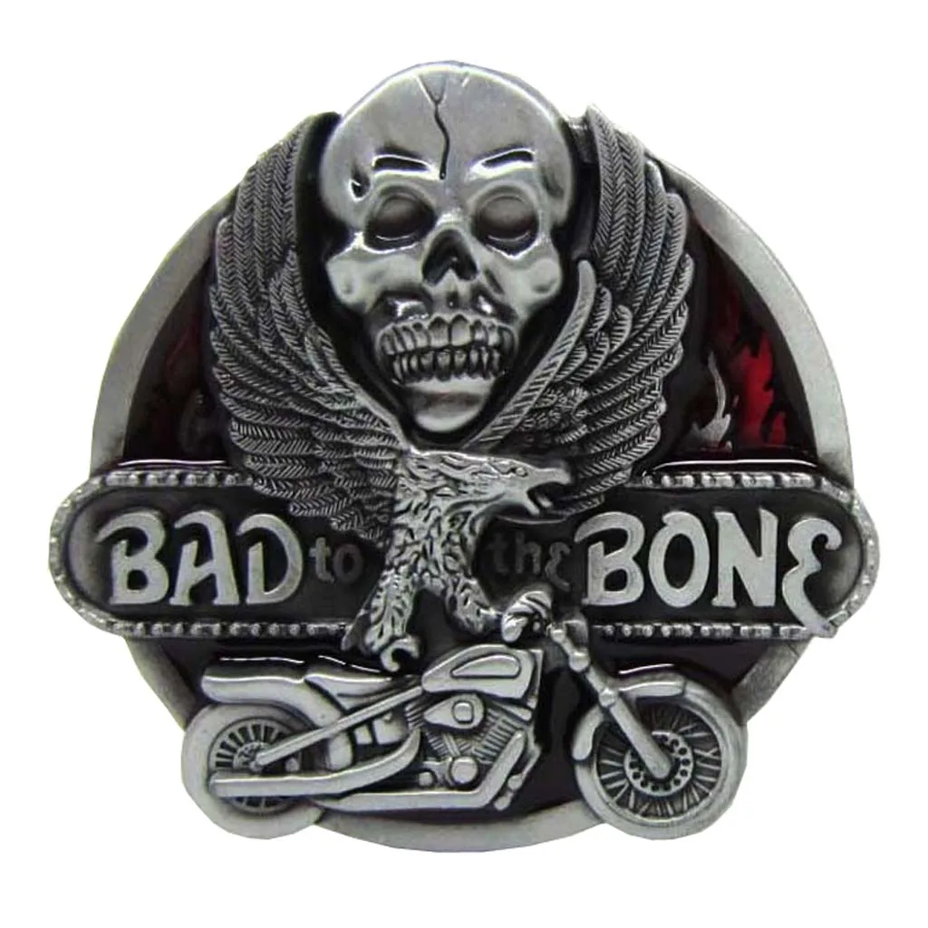 ''Bad To The Bone'' пряжка для ремня с черепом Летающий орел мотоцикл мужская