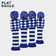 Black Green/gold Abstract Pattern Knit Golf Club Head Cover 3psc/1set for Driver Wood (460cc), Fairway,Hybrid