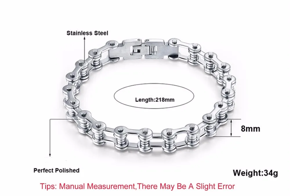 1 шт., новинка, модный мужской браслет из нержавеющей стали, для мотоцикла, велосипеда, дизайн цепи, серебристый оттенок, специальный подарок