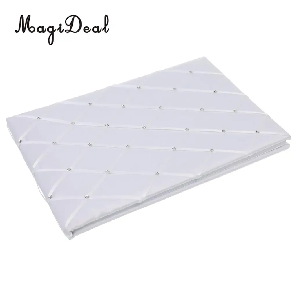 MagiDeal Top Quality White Custom Wedding Ceremony Guest Book Album Crystal Rhinestone Register Wedding Book Gifts Decoration