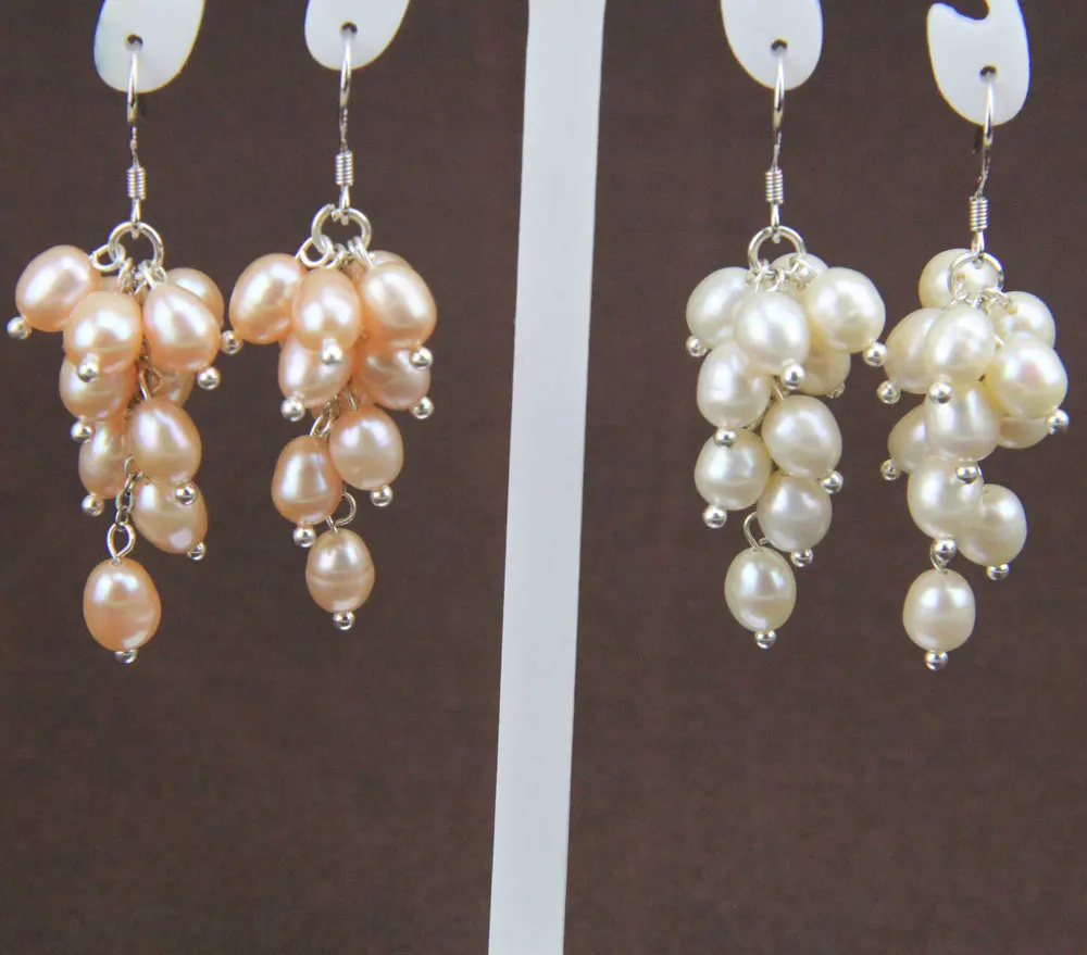 Cluster Pearl Earrings Pearl 100 Genuine Freshwater Dangling Earrings