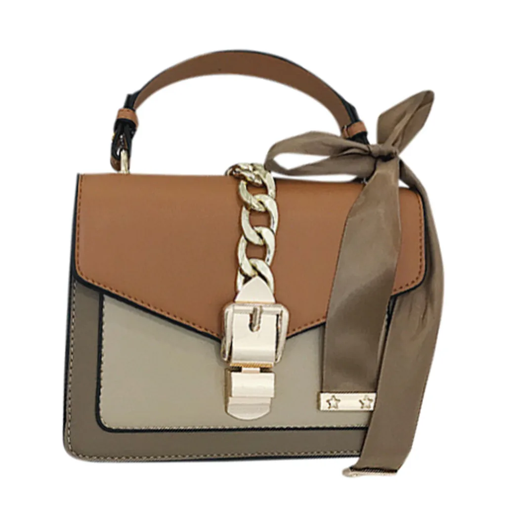 Hot Sale Woman Chain Bag Lace bow Contrast Color Chain Handbag Shoulder Bag Pu Leather Messenger Bag