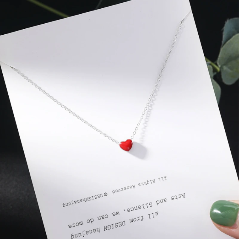 

Wholesale Silver Red Heart Pendant Necklaces for Women 925 Necklace Fashion Jewelry Lover's Gift Factory Price