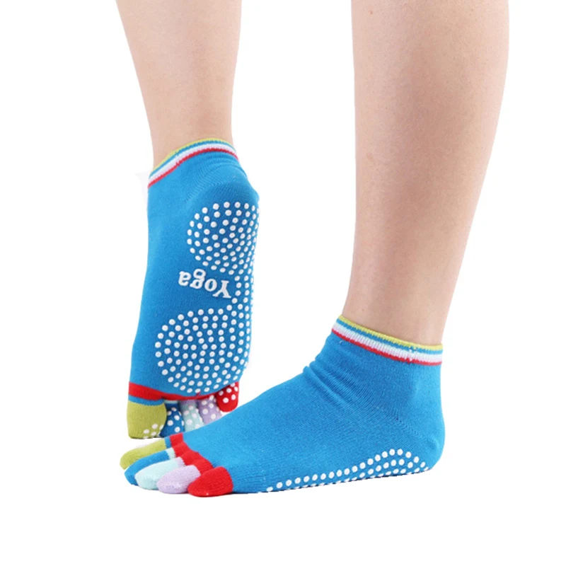 pé meias de yoga colorido anti-skid esportes