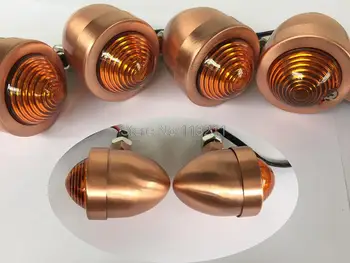 

Motorcycle 4x Custom Copper Anodized Billet Aluminum Bullet Shape Panhead Turn Signal Light Mounting For Harley