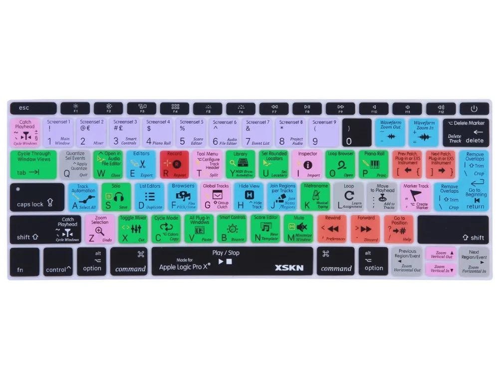 Чехол для клавиатуры XSKN Smart Skin силиконовый чехол Apple Logic Pro X с инструкцией Macbook 12