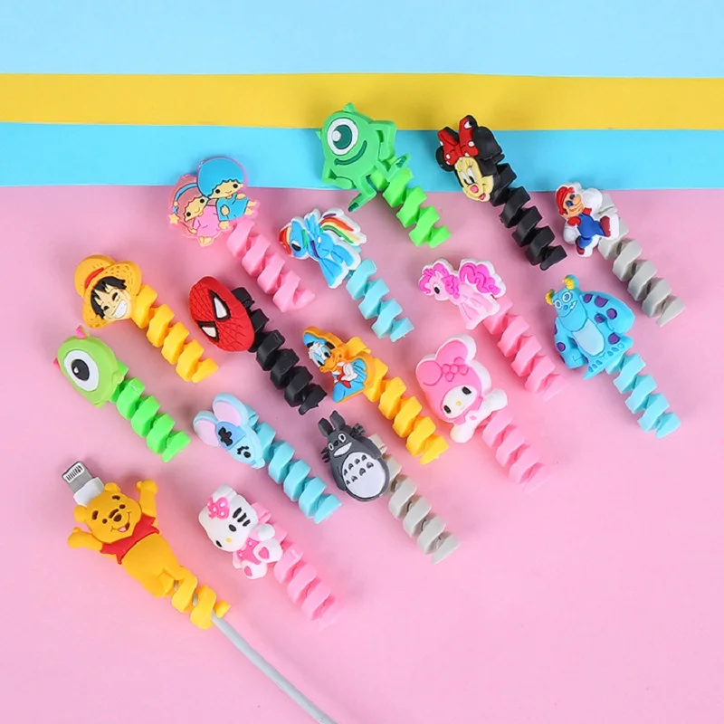 

Cartoon Spiral Cable protector Data Line Silicone Bobbin winder Protective For iphone Samsung Android USB Charging earphone Case