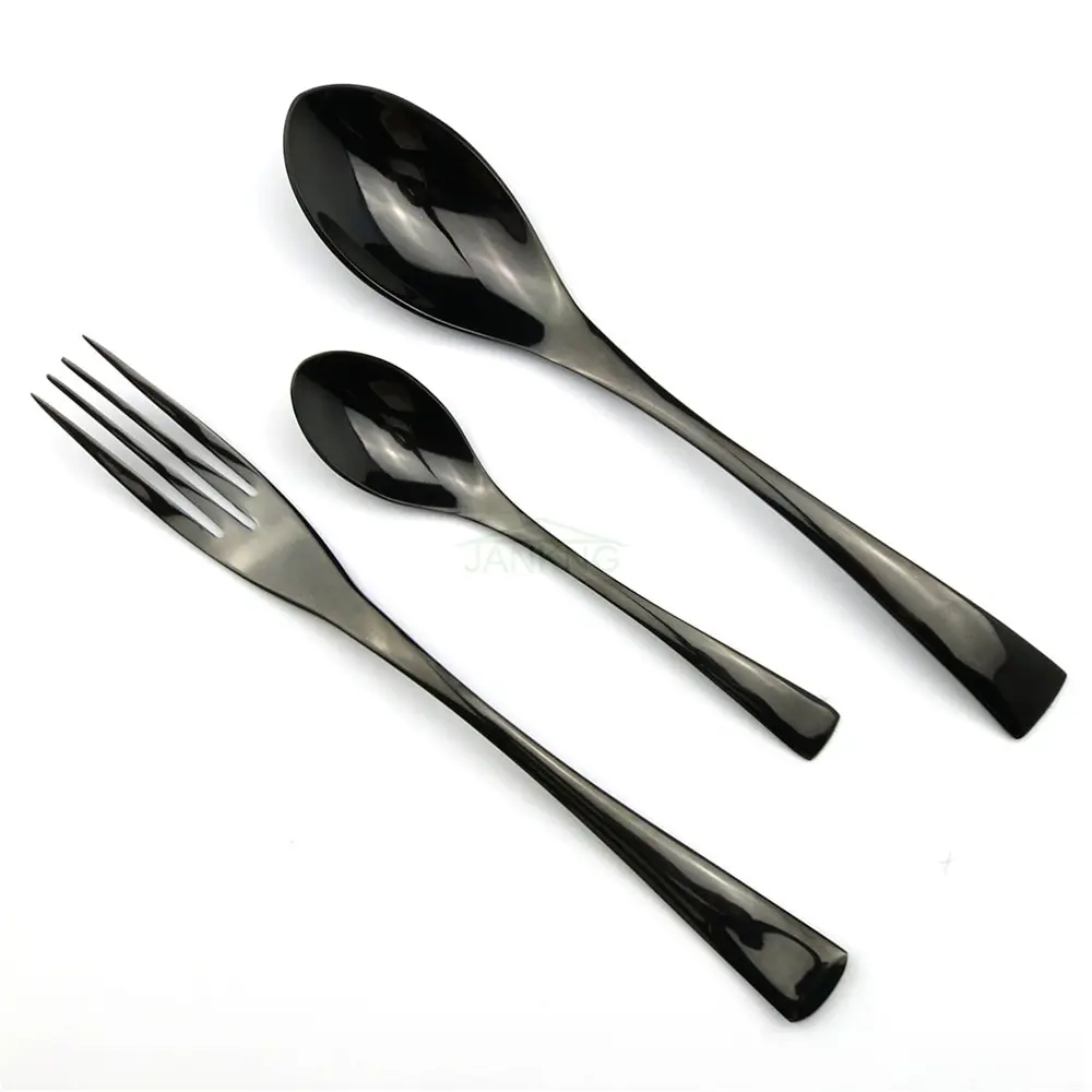 JANKNG-30Pcs-Set-Cutlery-Set-18-10-Stainless-Steel-Black-Dinnerware-Serrated-Sharp-Steak-Knife-Tableware