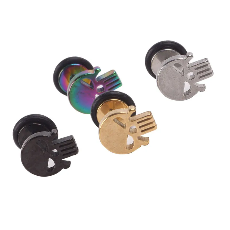 skull Fake Ear Plug Flesh Plugs cheater Tapers Stainless steel Fashion Ear Piercing Body Jewelry for Men woman