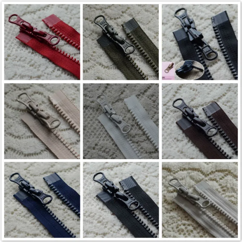 2 Pcs/lot Long Plastic Resin Ykk Zipper Black Coffee Blue Off White Red green Double Open Two-way Fasteners Sewing Accessories