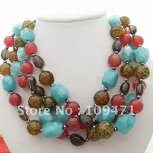 Потрясающе! 4 Strds Сердолик& SmokyCrystal& Onyx& ожерелье