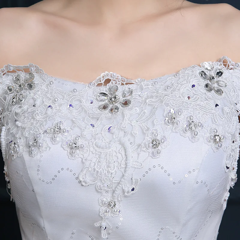 Свадебное платье на одно плечо Новое корейское платье невесты размера плюс с вырезом лодочкой и открытыми плечами Vestido De Noiva