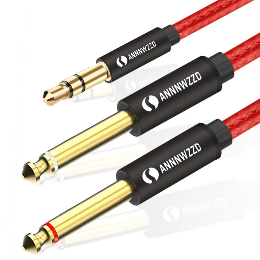 Audio Cable 3.5mm to Double 6.35mm Aux Cable 2 mono 6.5 Jack to 3.5 Male for Phone to Mixer Amplifier 6.35 Adapter Audio Cable 3.5mm to Double 6.35mm Aux Cable 2 mono 6.5 Jack to 3.5 Male for Phone to Mixer Amplifier 6.35 Adapter
