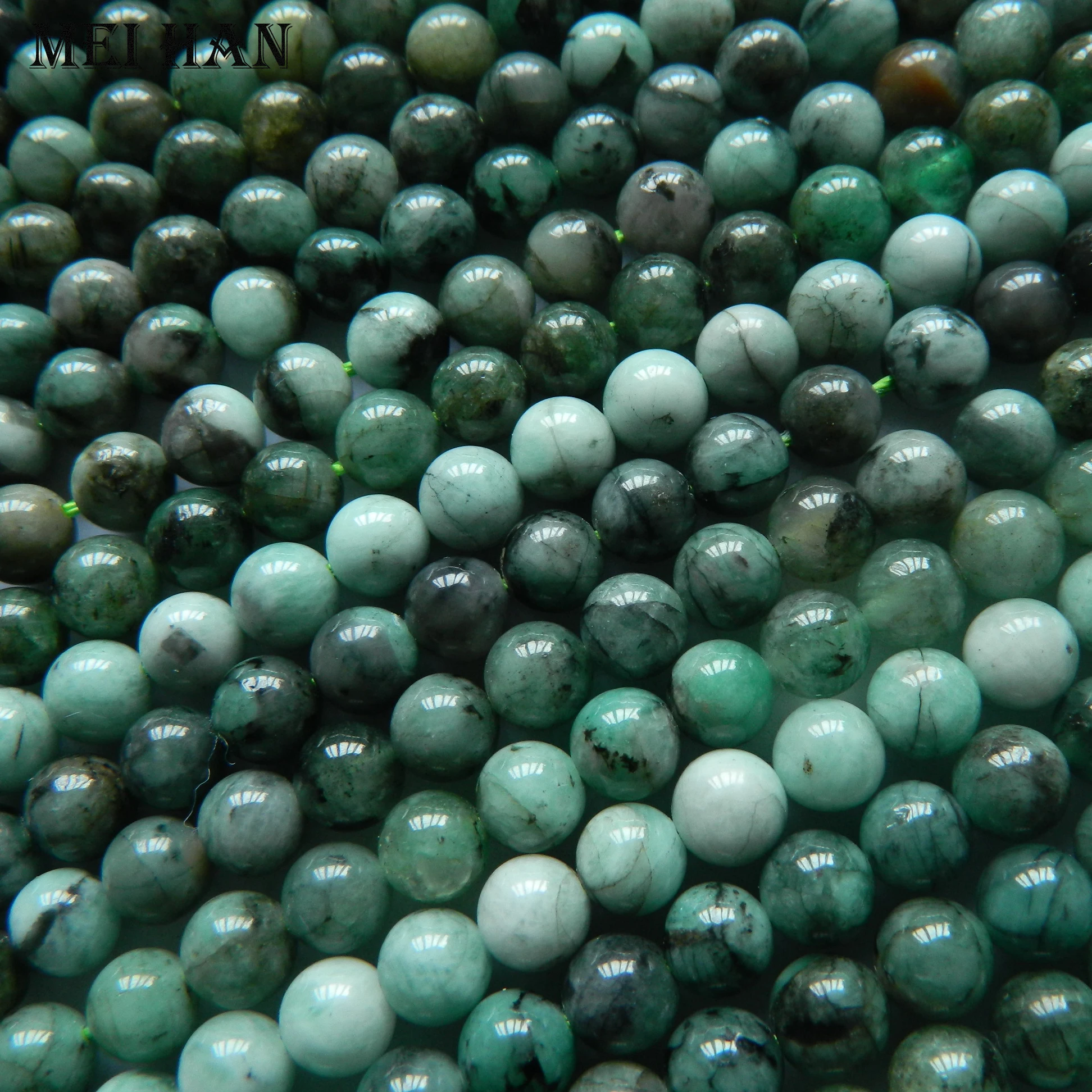 

Wholesale 7-7.5mm (approx 48beads/set/26g) natural African Emeraldd gem stone smooth round for jewelry DIY making