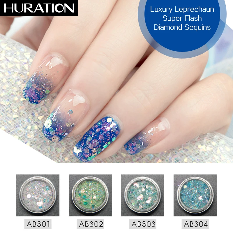 

Huration Nail Flash Design Paillette Nail Art Pigment Flash Chip Dust Flakes Nails Glitter for UV Gel Acrylic Beauty Decoration