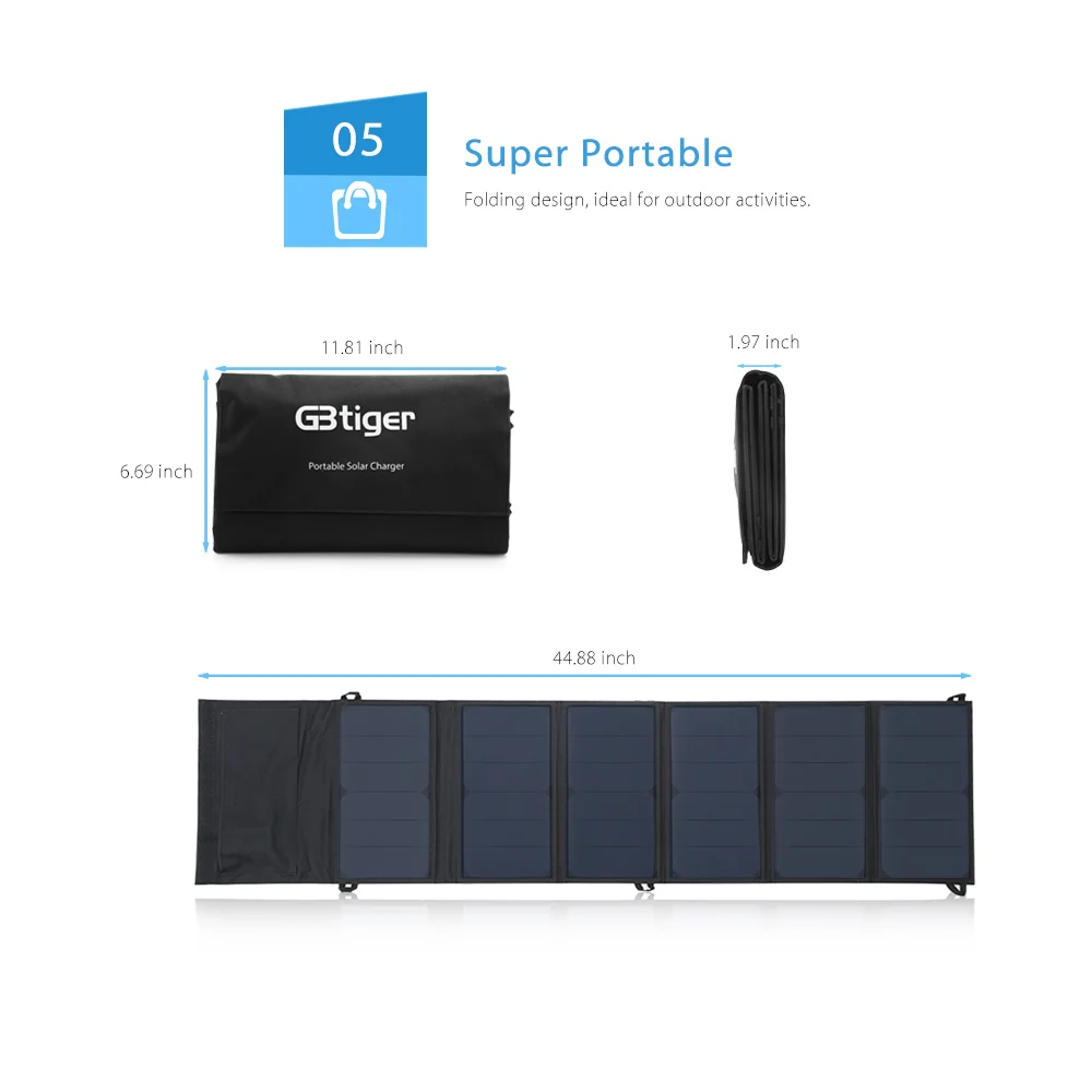 GBtiger 40 Вт USB DC Выход солнечная панель складное солнечное зарядное устройство водонепроницаемый складной аварийный мешок для ноутбука смартфона