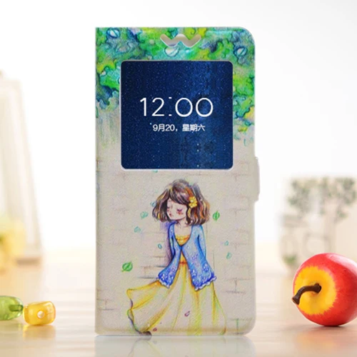 Чехол qijun capa для LG Magna G4mini G4C C90 H502 H502F H520N с магнитным окошком из искусственной кожи - Цвет: Painted girl