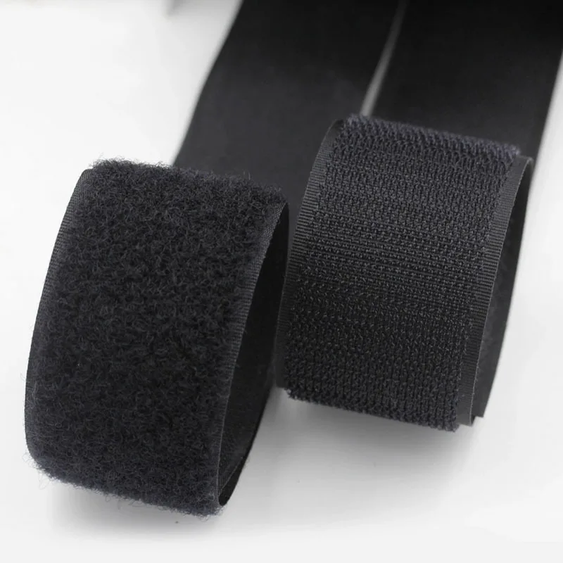 2 rolls 5M Black Hook and Loop No Self Adhesive Nylon blended sticking