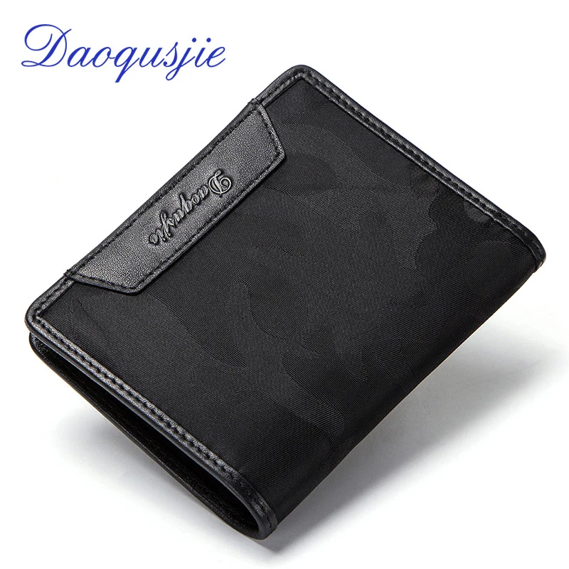 DAOQUSJIE nylon men's wallets waterproof casual bifold wallet man genuine leather trifold male