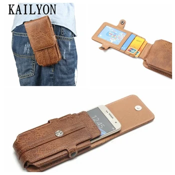 

KAILYON Stone Pattern PU Leather Case For Oukitel K10000 5.5" Mountaineering Hook Loop Belt Bags + Card Slots & Photo Frame