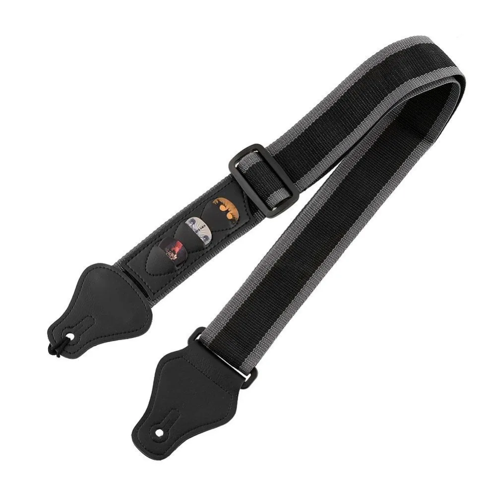 Electric font b Guitar b font Strap Guitarra Strap With 3 Pick Holders Leather Multifunction Black