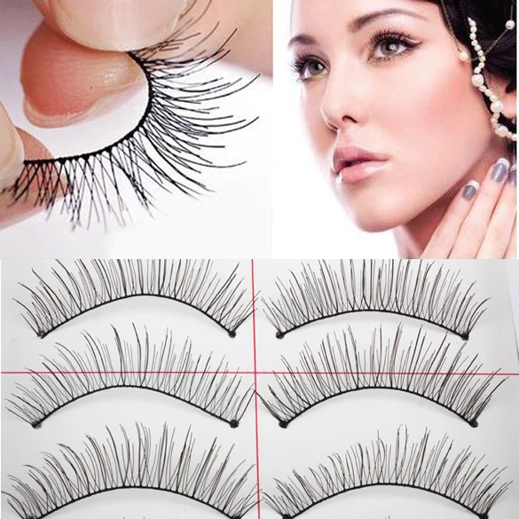 

Natural Long 10 Pairs Thin Fake False Eyelashes Eye Lash Clear Makeup Tool