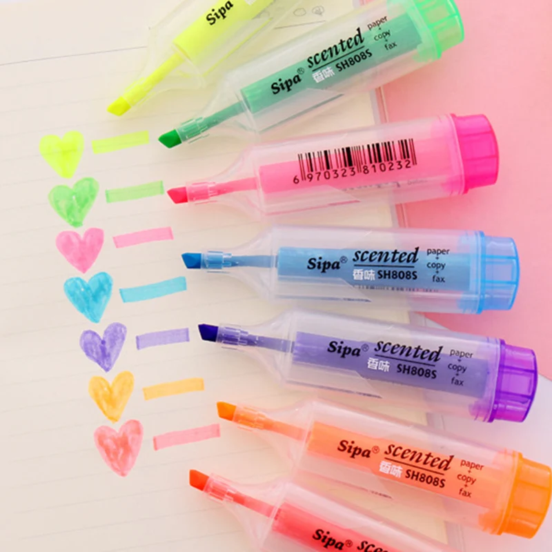 Флуоресцентные маркеры ручки конфетного цвета Ароматические маркеры высокой емкости школьные принадлежности японские канцелярские принадлежности