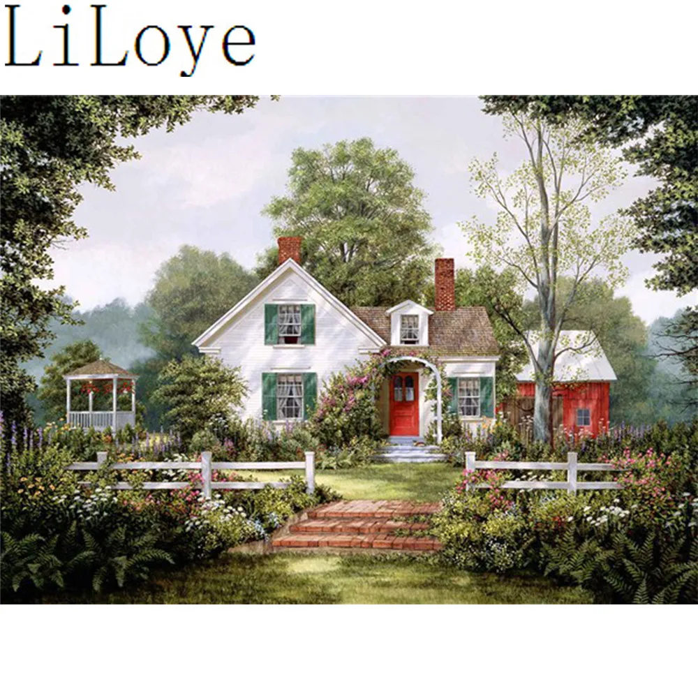 

LI LOYE DIY Diamond Painting Cross Stitch Scenery flower hut Diamond Embroidery Diamond Mosaic Rhinestones Decor Paintings RT110