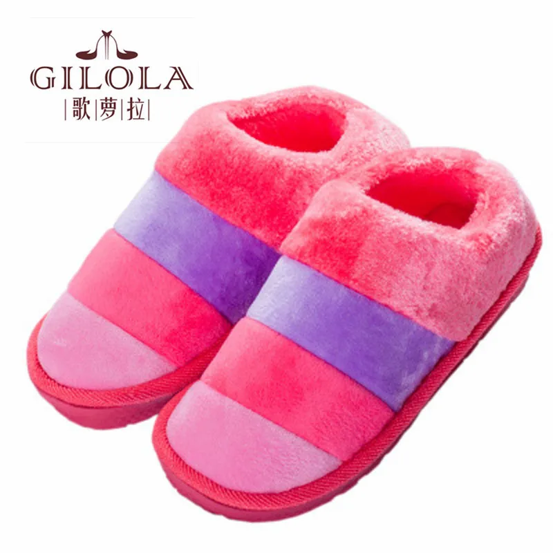 

5 Colors Plush Warm Women Winter Home Slippers Indoor Bedroom Loves Couple Shoes Home Shoes Soft Slip On Slippers #Y0797167Y